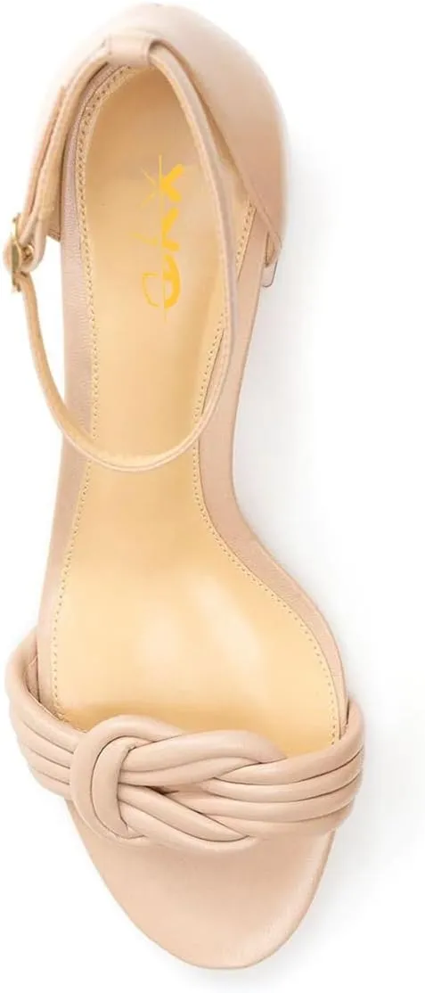 XYD Block Heel Sandals for Women Open Toe Dressy Summer Ankle Strap Mid Heeled Pumps Daily Wedding Shoes