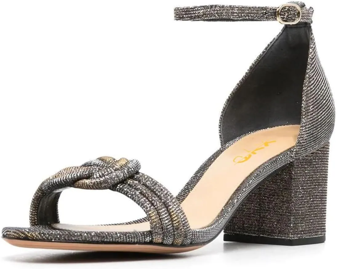XYD Block Heel Sandals for Women Open Toe Dressy Summer Ankle Strap Mid Heeled Pumps Daily Wedding Shoes