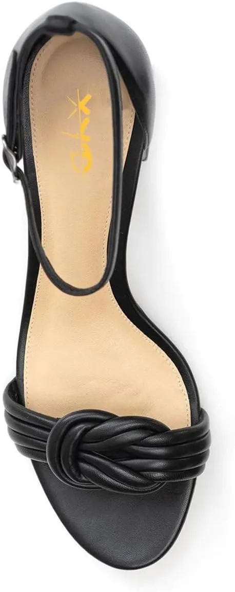 XYD Block Heel Sandals for Women Open Toe Dressy Summer Ankle Strap Mid Heeled Pumps Daily Wedding Shoes