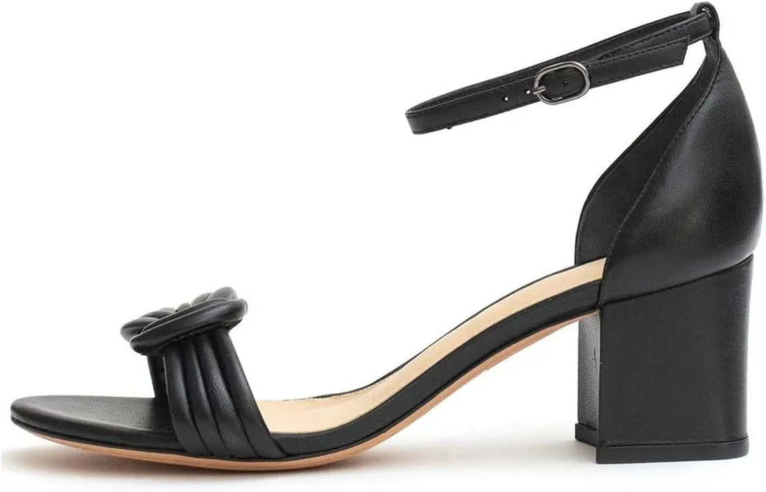 XYD Block Heel Sandals for Women Open Toe Dressy Summer Ankle Strap Mid Heeled Pumps Daily Wedding Shoes