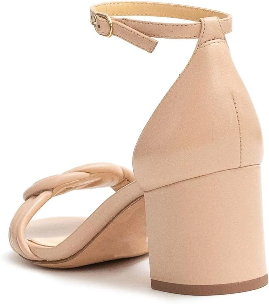 XYD Block Heel Sandals for Women Open Toe Dressy Summer Ankle Strap Mid Heeled Pumps Daily Wedding Shoes