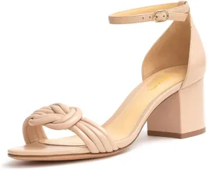 XYD Block Heel Sandals for Women Open Toe Dressy Summer Ankle Strap Mid Heeled Pumps Daily Wedding Shoes