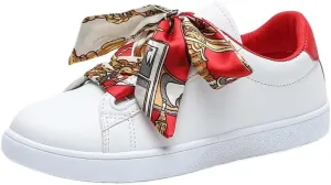 Y2K Sneakers Fashion Skate Shoes with Skinny Scarf Lace Up Decor Comfortable Streetwear Sneakers for Women Chunky Sole Daily Casual Trainers