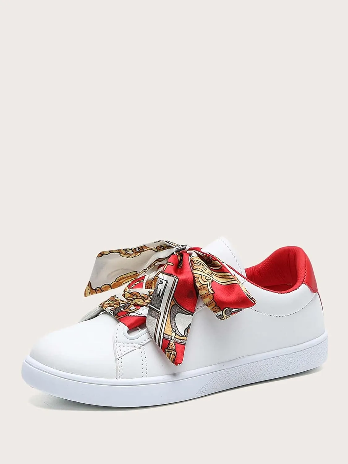 Y2K Sneakers Fashion Skate Shoes with Skinny Scarf Lace Up Decor Comfortable Streetwear Sneakers for Women Chunky Sole Daily Casual Trainers