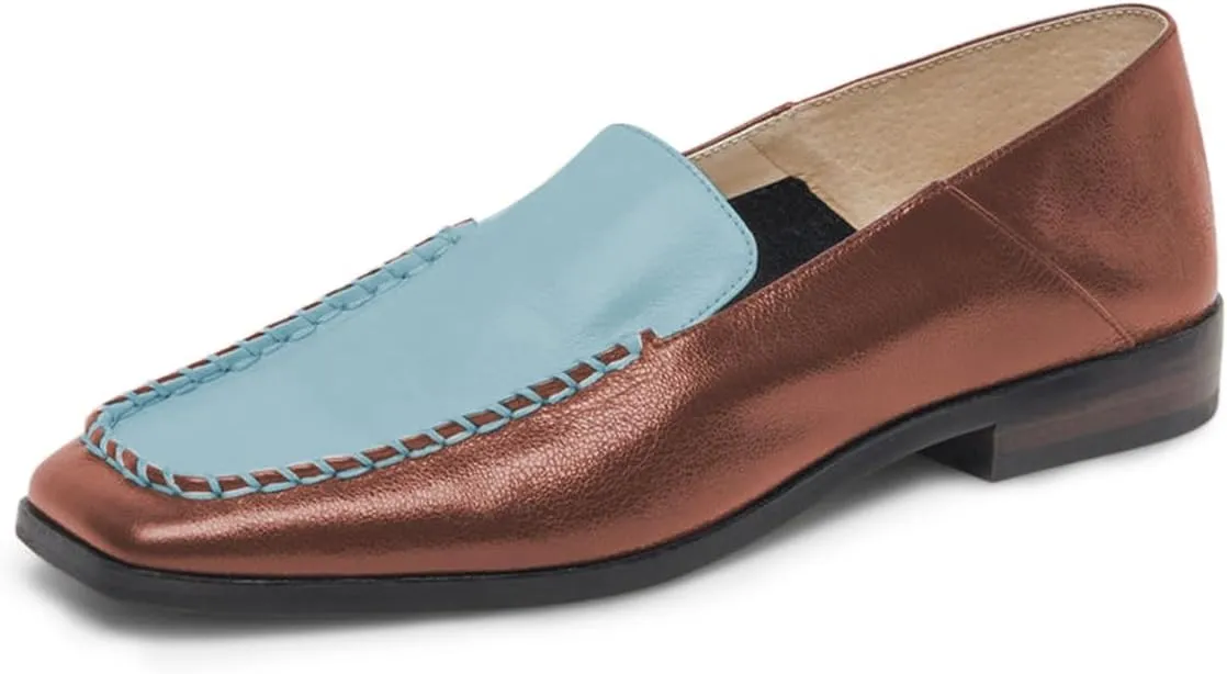 YDN Women Chic Chunky Low Heel Loafer Closed Square Toe Slip On Fashion Office Lady Formal Dress Shoe Size 4-16 US