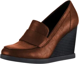YDN Women Dressy Strappy Pumps Square Closed Toe Slip On Loafers Wedge High Heels Shoe Business Daily Size 4-15 US