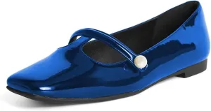 YDN Women Square Toe Cutout Pumps Pearl Flat Penny Loafers Slip on Dressy Mary Janes Walk Non Slip Shoes Size 4-15 US