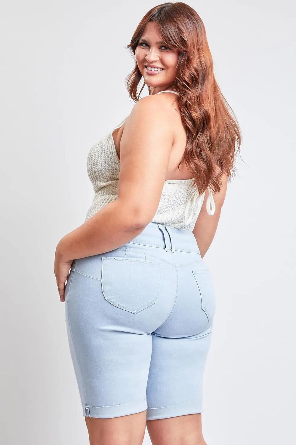 YMI Women’s Plus Size Wannabettabutt Cuffed Bermuda Shorts