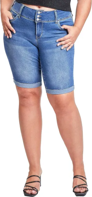 YMI Women’s Plus Size Wannabettabutt Cuffed Bermuda Shorts