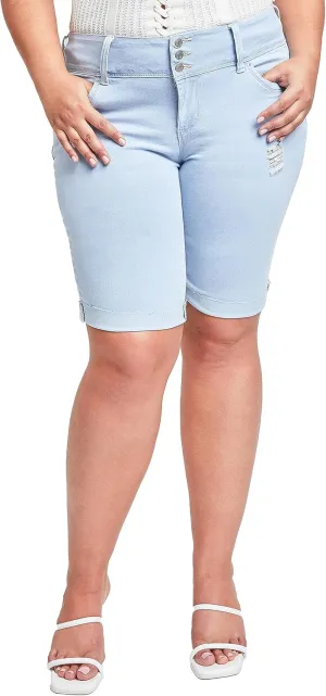 YMI Women’s Plus Size Wannabettabutt Cuffed Bermuda Shorts