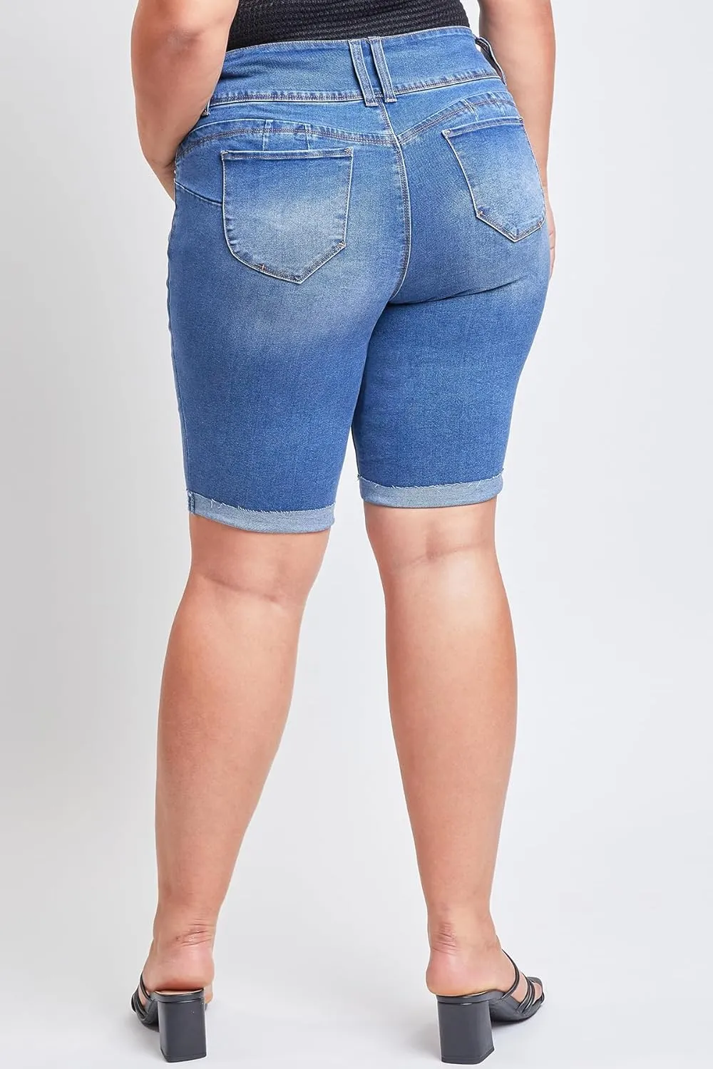 YMI Women’s Plus Size Wannabettabutt Cuffed Bermuda Shorts