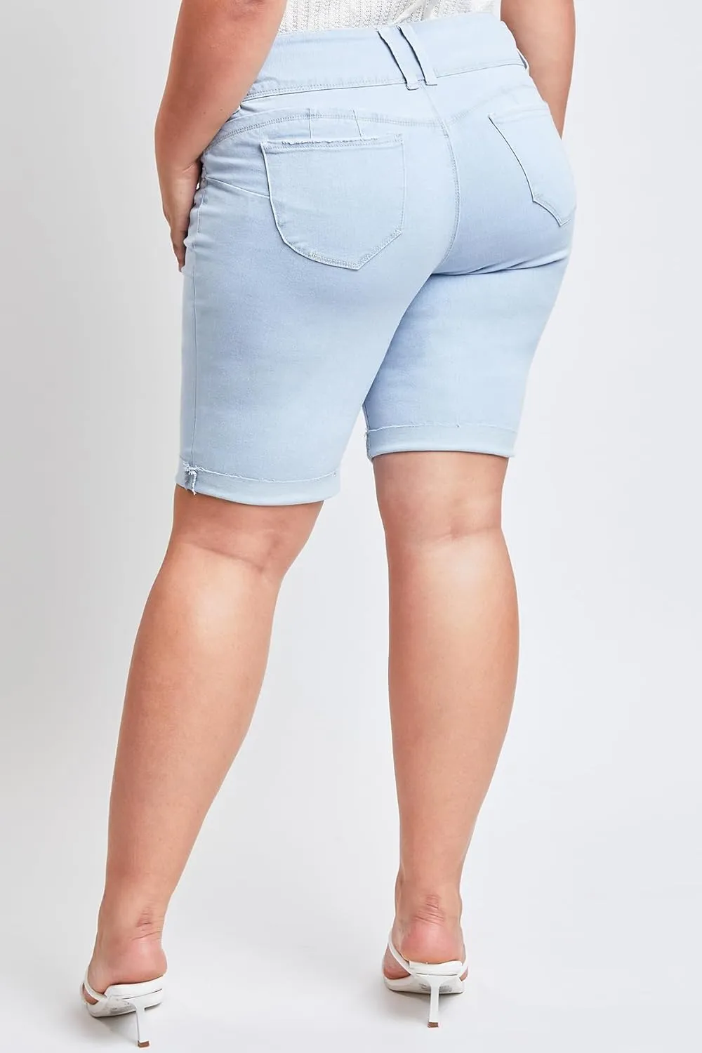 YMI Women’s Plus Size Wannabettabutt Cuffed Bermuda Shorts
