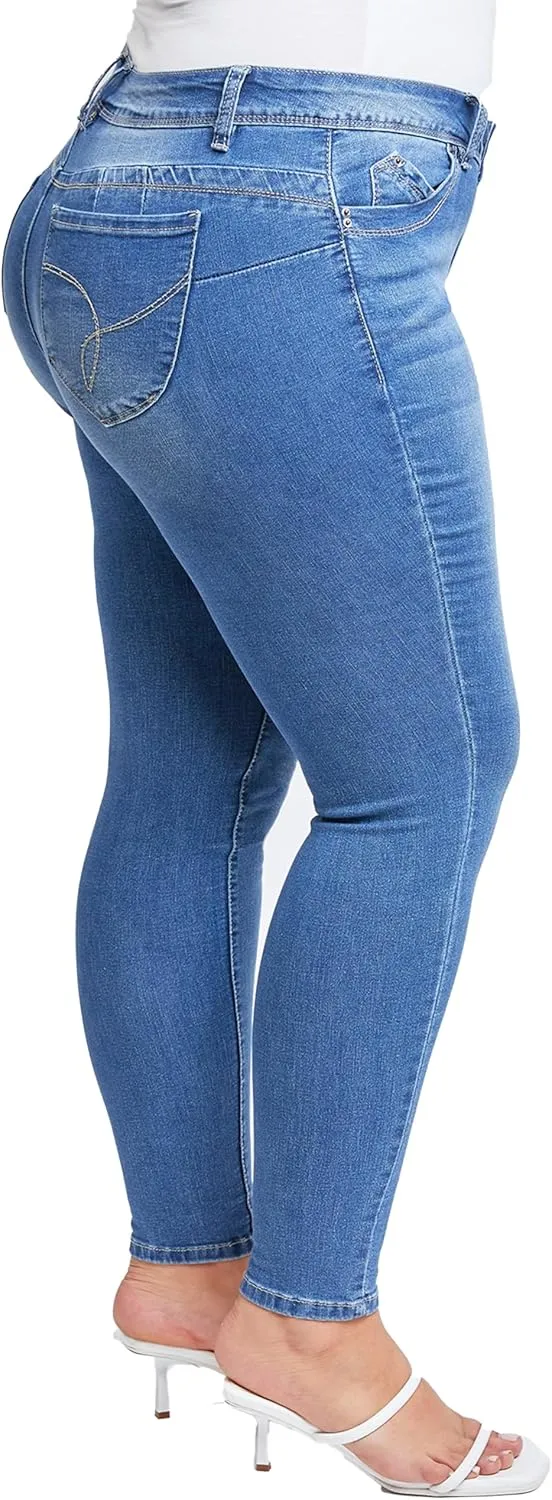 YMI Women's Plus Sustainable Wannabettabutt Skinny Jeans