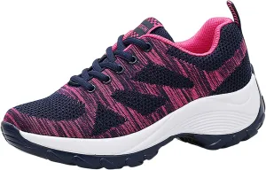 ZSpzx Orthopedic Walking Platform Shoes for Women Mesh Knit Breathable Running Sneakers Comfortable Non Slip Air Cushioned Arch Support Shoe Plantar Fasciitis Footwear Ladies Casual Footwear