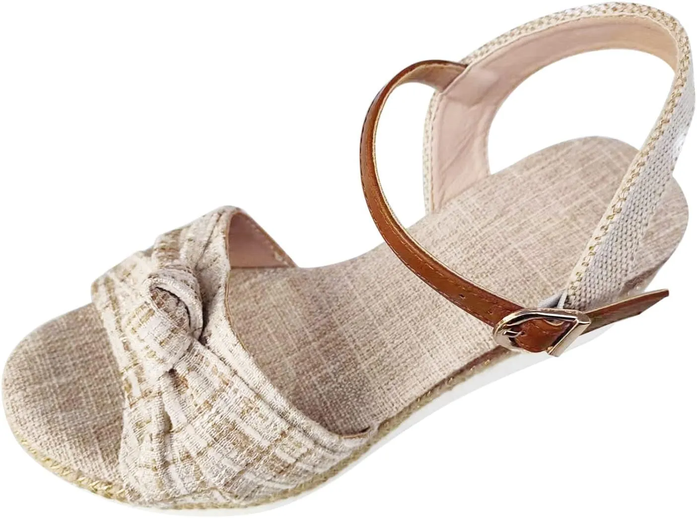 ZSpzx Platform Espadrille Sandals for Women with Twist Knot Bow 2025 Arch Support Low Heel Peep Toe Wedges Ladies Summer Strappy Sandal Fashion Ankle Strap Open Toe Shoes for Beach Wedding Vacation