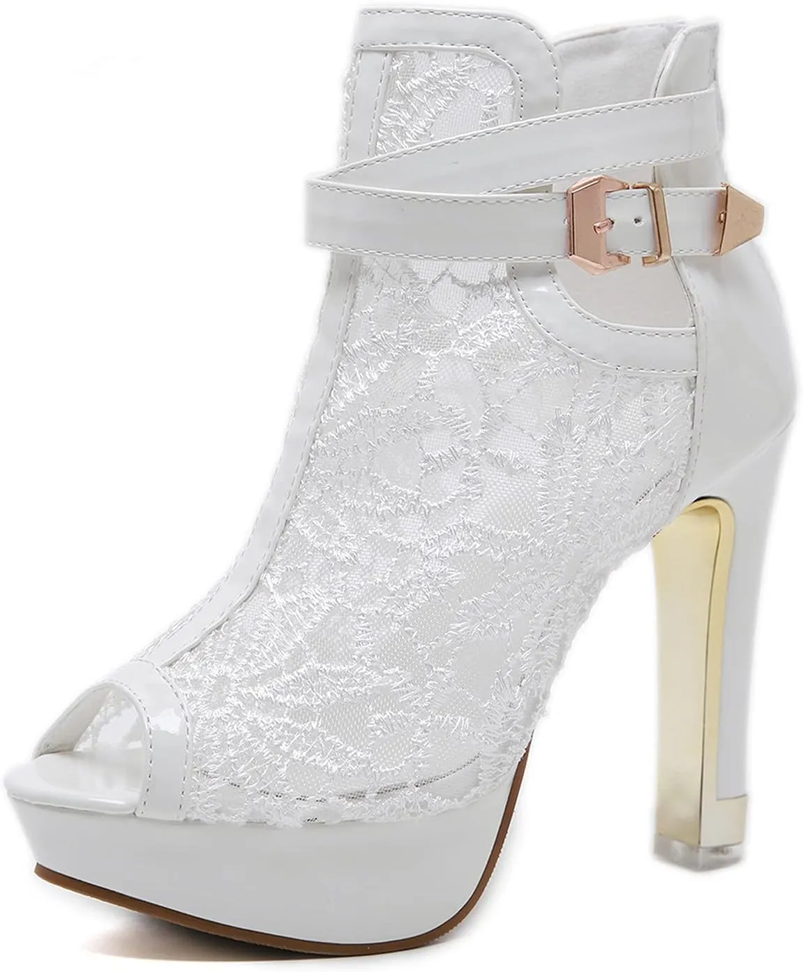 ZSpzx Stiletto Heels Sandals for Women Pointed Toe Peep Toes Embroidered Mesh Orthopedic Boots Sandal Ladies High Heel Cushion Footbed Adjustable Strappy Dressy Fashion Daily Wear Shoes